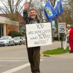 martin at weekly peace rally