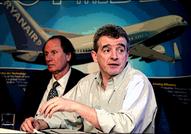 Ryanair Chief Executive O'Leary and Chairman Bonderman speak at a news conference in London