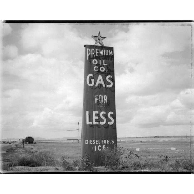 Airplane wing sign, Green River , Utah. From a Polaroid 665 negative. 