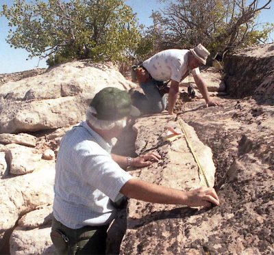 Ed and Reuben measuring an alleged arch.