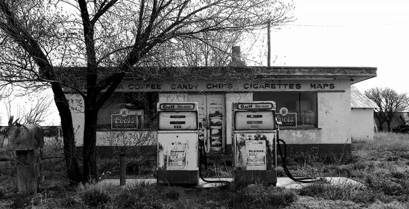 Derelict gas station. Photo by Jim Stiles