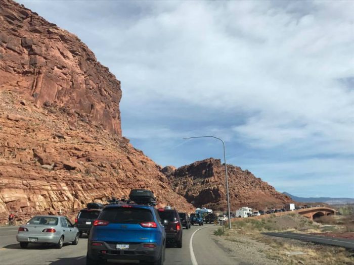Gridlock on US 191 north of the Colorado River bridge. Spring 2019. photo by Jim Stiles