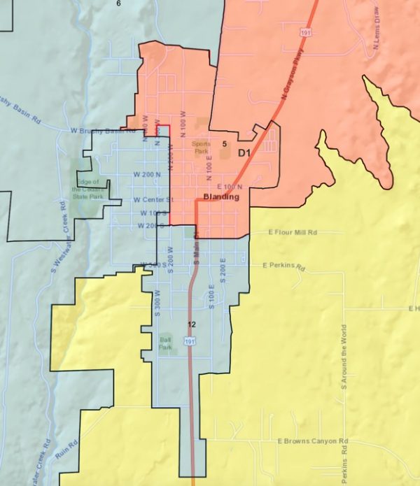 A ruling in federal court split Blanding and its outskirts into three San Juan County Commission districts. As a result, the county’s largest city has no designated representative on the commission. The two Navajo commissioners, who form a majority voting bloc, live miles away and do not conduct anything resembling constituent outreach in town. 