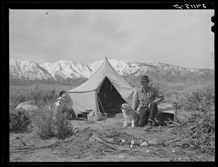 Basque sheepherder camped on the range. Dangberg Ranch, Douglas County, Nevada. Photo by Arthur Rothstein. 1940