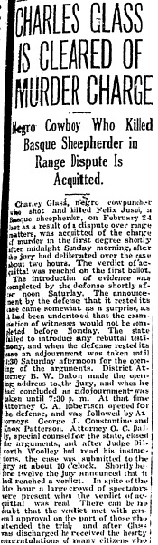 Screenshot of Moab Times Independent article on charlie glass acquittal