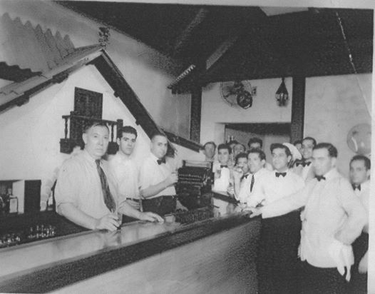 Valentin Aguirre and his staff at the Jai Alai Restaurant in the Santa Lucia Hotel