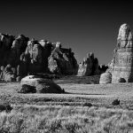 In the heart of Canyonland’s Needles District, Chesler Park offers stunning views of desert grasslands and sandstone formations. Concerned about the environmental impact of jeep travel, park officials decided to close Chesler to motorized vehicles in the late 1960s. — Michael Denis