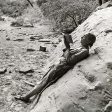 Georgia O’Keeffe sketching in Glen Canyon, 1961. (photo by Todd Webb; courtesy of the Georgia O’Keeffe Museum)