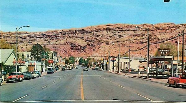 postcard of downtown Moab Utah 1950s