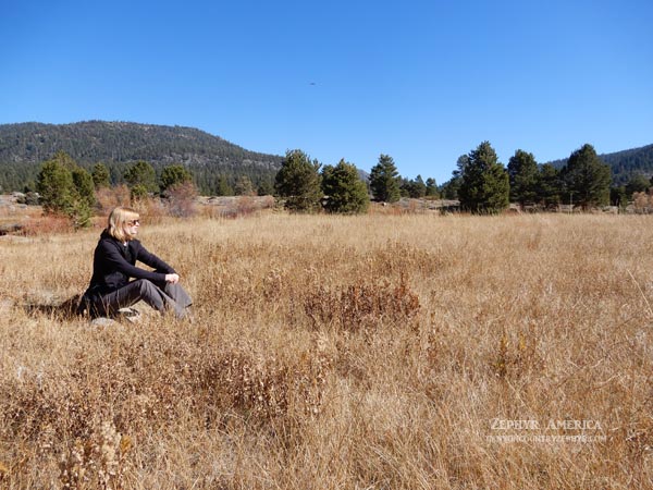 Tonya Stiles in roughly the same location, just off the old highway. Photo by Jim Stiles