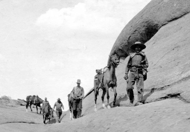 Nasja Begay, leading the Theodore Roosevelt party across a precarious part of the Rainbow Bridge trail in 1913