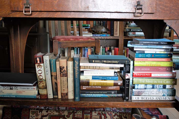 Piles of books. Photo by Damon Falke