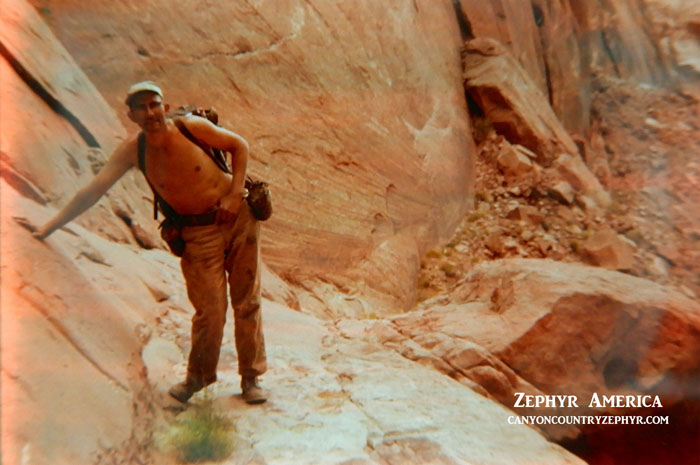 Ken Sleight at Hole in the Rock. 1963. Photo by Edna Fridley.