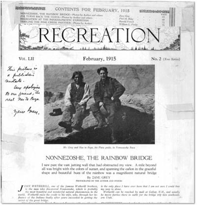 In a note, Zane Grey identified a misidentification of a Native American guide. Huntington Library, San Marino, California, Otis Marston Collection, Box 319, Folder 11.