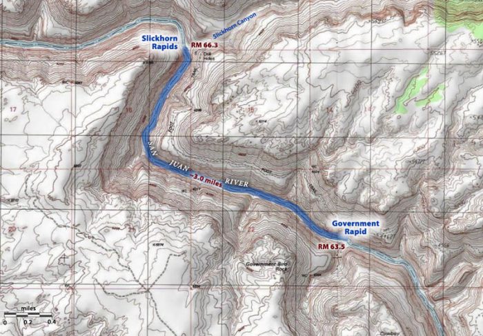 Map from Slickhorn to Government Rapid (where nothing happened!)