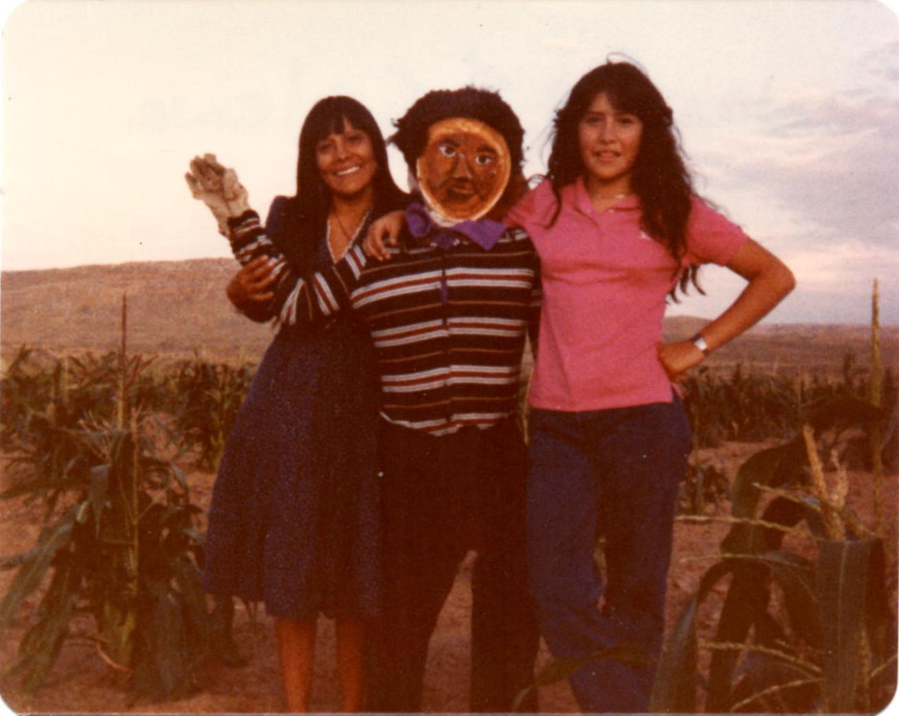 Janice and Sister Celena with my Father-in-Law's Scarecrow