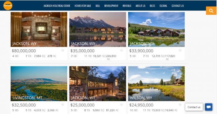 Real estate listings for Jackson, Wyoming.