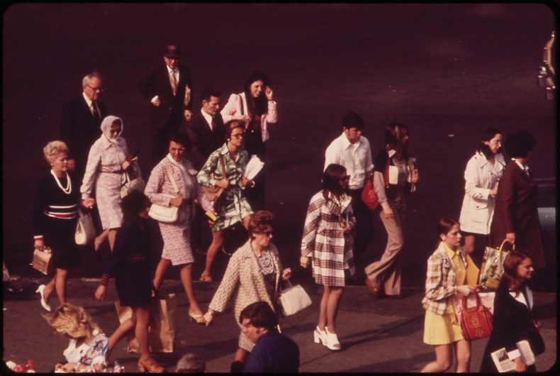 Commuters for the Staten Island Ferry. 1973. Photo by Wil Blanche. From the National Archives