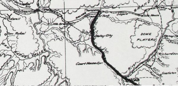 The Junction of future highway 191. Utah State Road Map 1910.