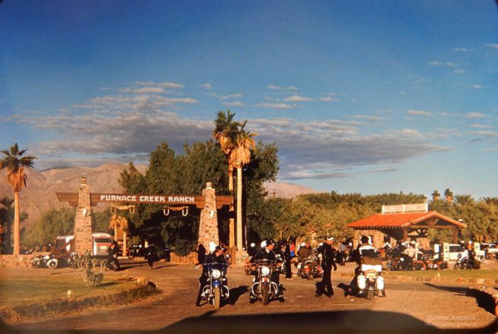 Furnace Creek Ranch during a Bike Rally. Herb Ringer. 1959