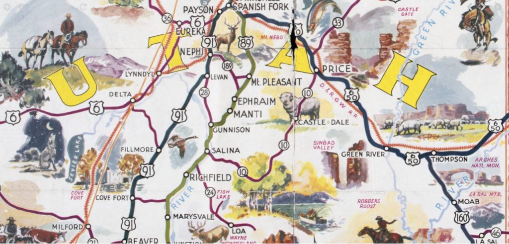 Detail from the 1940 Utah Pictorial Map
