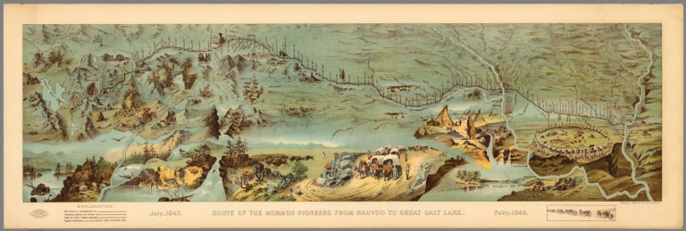 Route of the Mormon pioneers from Nauvoo to Great Salt Lake. February 1846-July 1847. Published 1899. From the David Rumsey collection 