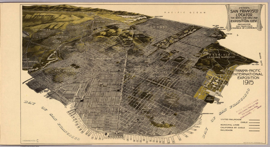 Bird's Eye View of San Francisco. 1915. From the David Rumsey collection