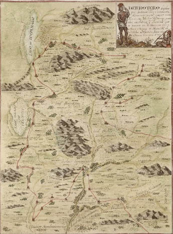 The Great Salt Lake appears in this 1776 map, by Father Silvestre Velez de Escalante. He combines Utah Lake, which he saw in person, and the Salt Lake, which he'd only heard about. The southerly lake is now dry Sevier Lake.