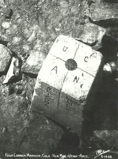 Four Corners marker in 1908 (Florence Daly photo)