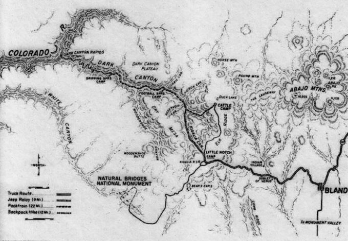 Sketch map of Dark Canyon and Woodenshoe canyons, Elk Ridge, UT