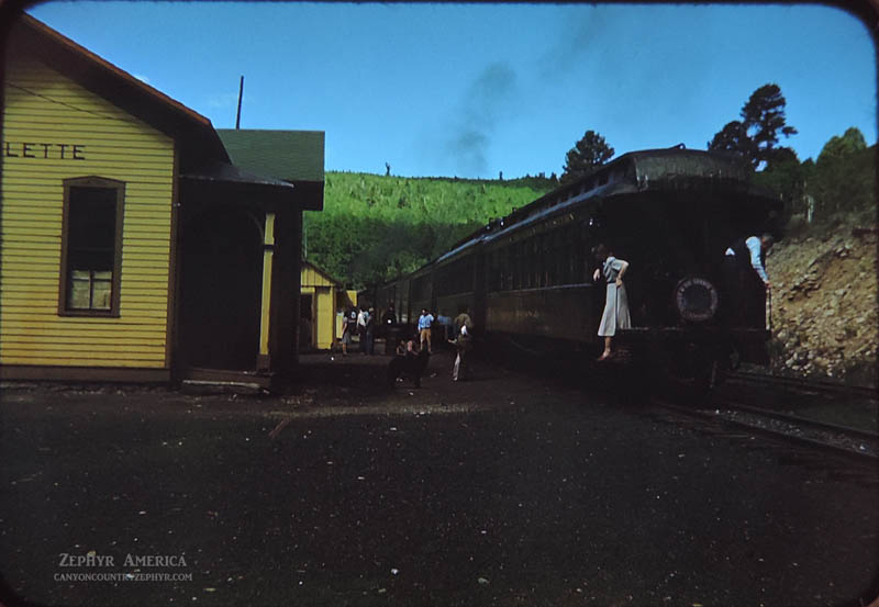 Villagers meet the train in the tiny mountain hamlet of Sublette. 1948. Photo by Herb Ringer