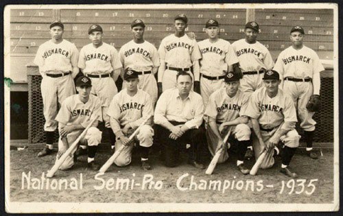 Paige's Bismarck Team. The first champions of the National Baseball Congress at Lawrence-Dumont Stadium.