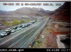 Traffic backed up miles to get into Arches National Park in Moab. 