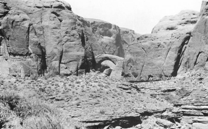 Rainbow Bridge from near where it was first seen by the 1909 expeditioners. Photo by Neil Judd.