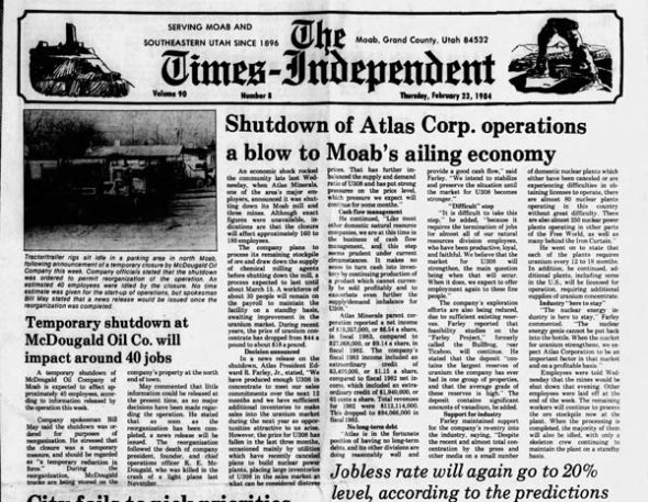 Times Independent cover page February 23, 1984