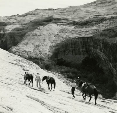 This photo, taken in 1982, shows the only horse trail descending into Davis Gulch. Photo from Special Collections, J. Willard Marriott Library, The University of Utah, Everett Ruess Family Photograph Collection P1194N01_08_007.