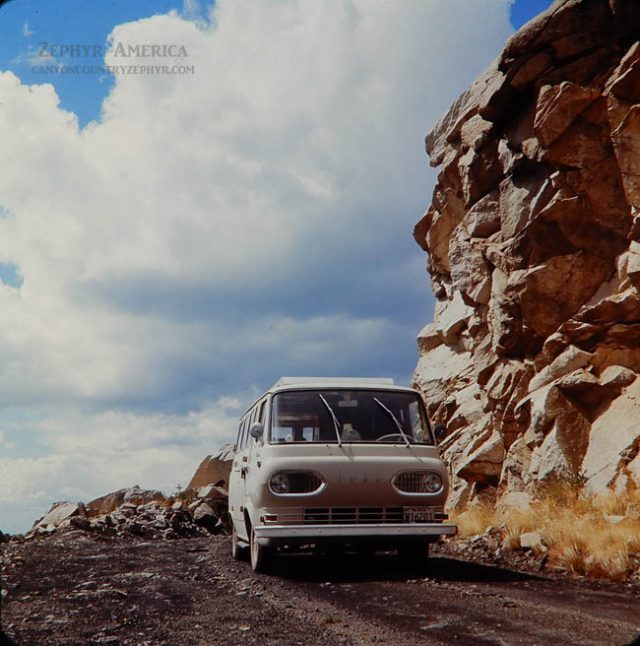 Atop the Palisades west of Alpine Tunnel in the '65 Ford Falcon Van. Photo by Herb Ringer